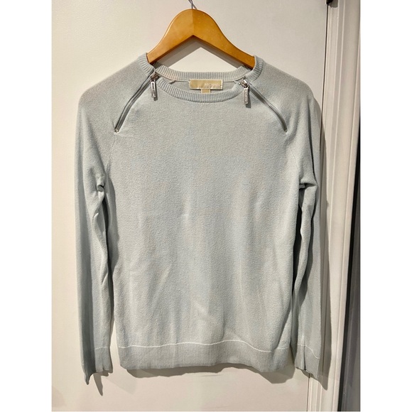 Michael Kors Light Blue Sweater With Shoulder Zippers (Size S) - Picture 1 of 4